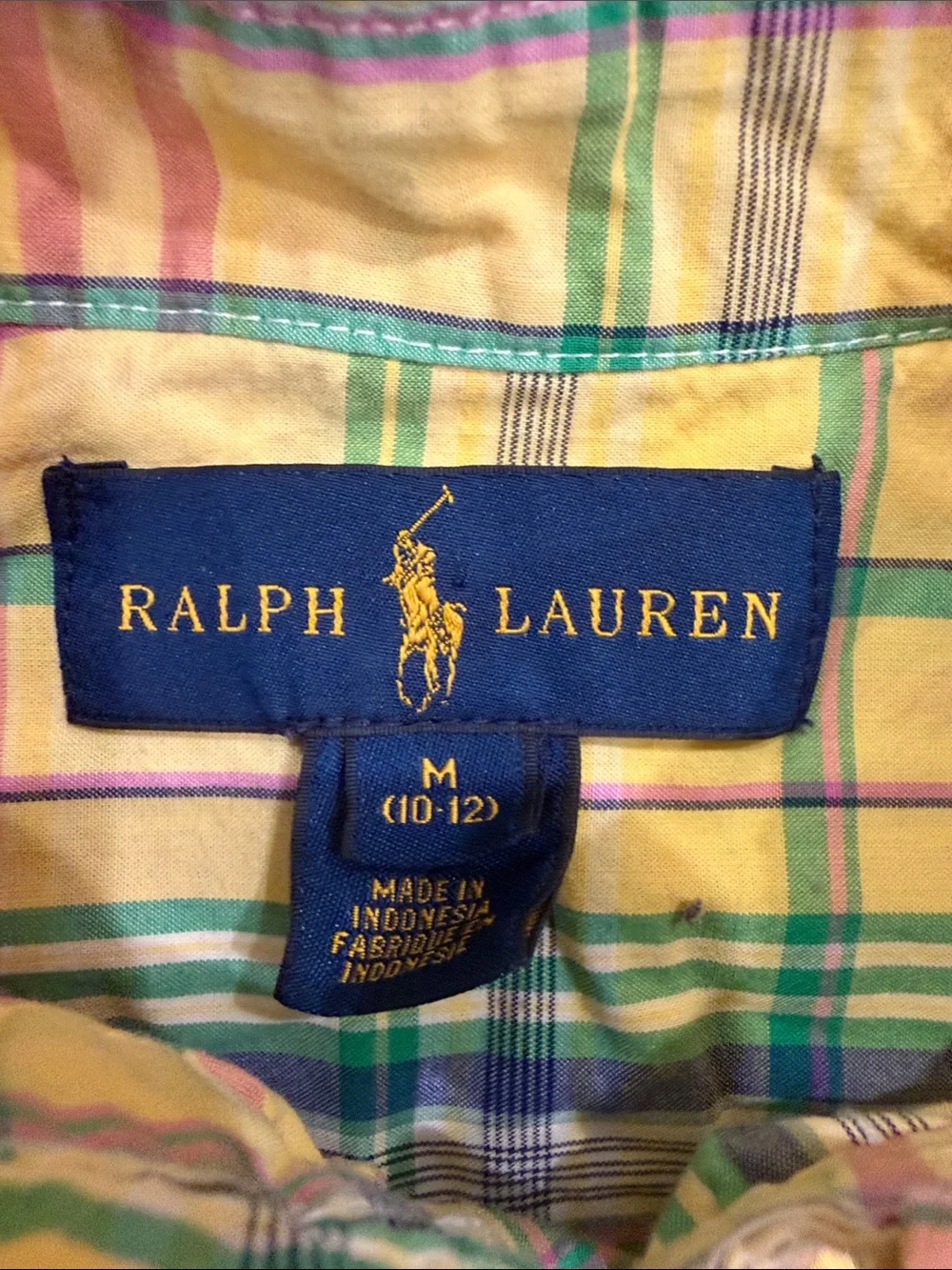 Ralph Lauren medium 10-12 Yellow Plaid Button-Down Shirt